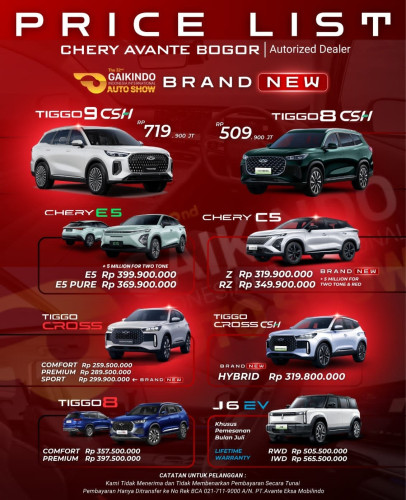 Pricelist Harga Chery dukuh 2025